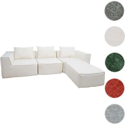 Mendler Canapé en L HWC-O54, canapé lounge avec ottomane, modulable à droite/gauche, tissu/textile 63x270x190cm ~ crème - Publicité Mendler Canapé en L HWC-O54, canapé lounge avec ottomane, modulable à droite/gauche, tissu/textile 63x270x190cm ~ crème - Publicité