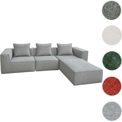 Mendler Canapé en L HWC-O54, canapé lounge avec ottomane, modulable à droite/gauche, tissu/textile 63x270x190cm ~ gris clair - Publicité Mendler Canapé en L HWC-O54, canapé lounge avec ottomane, modulable à droite/gauche, tissu/textile 63x270x190cm ~ gris clair - Publicité