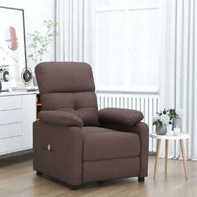 vidaXL Fauteuil de massage Marron foncé Tissu - Publicité vidaXL Fauteuil de massage Marron foncé Tissu - Publicité