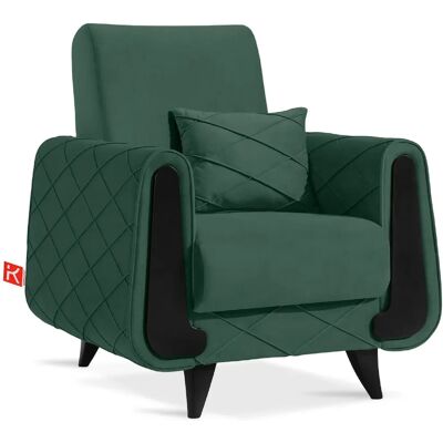 Konsimo Fauteuil Gustavo velours - Vert foncé - Publicité Konsimo Fauteuil Gustavo velours - Vert foncé - Publicité