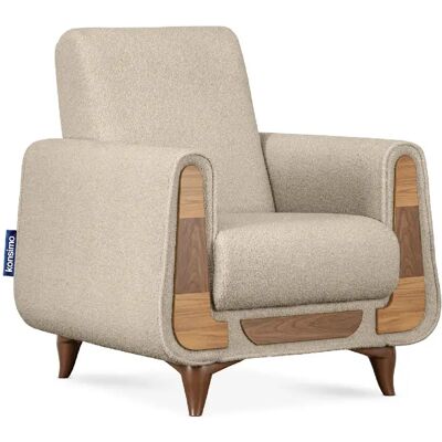 Konsimo Fauteuil Gustavo en velours - Crème - Publicité Konsimo Fauteuil Gustavo en velours - Crème - Publicité