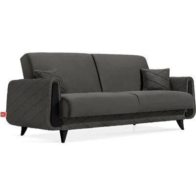 Konsimo Canapé droit 3 places velours - Anthracite - Publicité Konsimo Canapé droit 3 places velours - Anthracite - Publicité