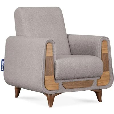 Konsimo Fauteuil Gustavo en velours - Gris - Publicité Konsimo Fauteuil Gustavo en velours - Gris - Publicité