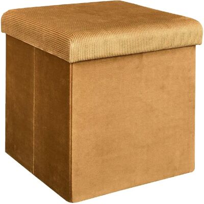 Linnea Pouf-coffre pliable velours - Jaune - Publicité Linnea Pouf-coffre pliable velours - Jaune - Publicité