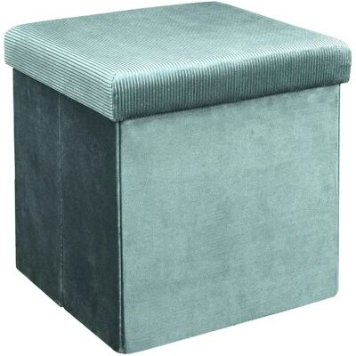 Linnea Pouf-coffre velours - Bleu canard - Publicité Linnea Pouf-coffre velours - Bleu canard - Publicité