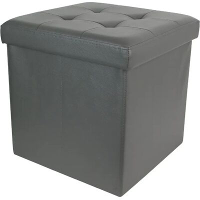 Linnea Pouf-coffre matelassé - Gris - Publicité Linnea Pouf-coffre matelassé - Gris - Publicité