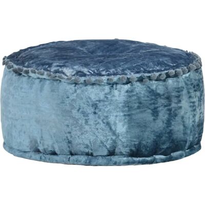 Decoshop26 Pouf rond en velours - Bleu - Publicité Decoshop26 Pouf rond en velours - Bleu - Publicité