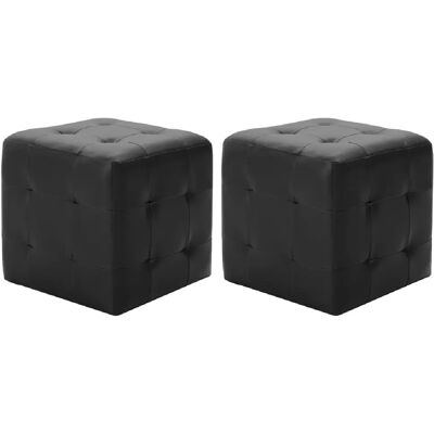Decoshop26 Lot de 2 poufs similicuir - Noir - Publicité Decoshop26 Lot de 2 poufs similicuir - Noir - Publicité