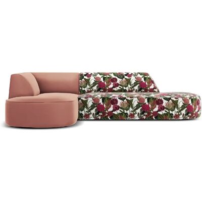 CXL by Christian Lacroix Canapé d'angle gauche "Charles" 4 places en velours motif de rose de jardin,rose - Publicité CXL by Christian Lacroix Canapé d'angle gauche "Charles" 4 places en velours motif de rose de jardin,rose - Publicité