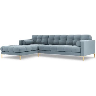 Cosmopolitan Design Canapé d'angle gauche "Bali" 5 places en velours bleu clair - Publicité Cosmopolitan Design Canapé d'angle gauche "Bali" 5 places en velours bleu clair - Publicité