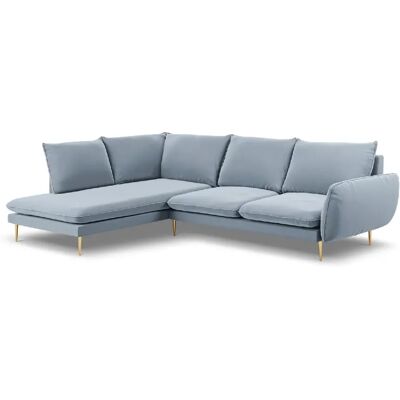Cosmopolitan Design Canapé d'angle gauche "Vienna" 6 places en velours bleu clair - Publicité Cosmopolitan Design Canapé d'angle gauche "Vienna" 6 places en velours bleu clair - Publicité