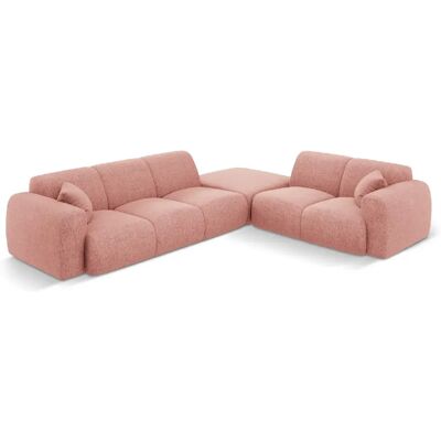Cosmopolitan Design Canapé d'angle droit "Nolio" 4 places en chenille rose - Publicité Cosmopolitan Design Canapé d'angle droit "Nolio" 4 places en chenille rose - Publicité