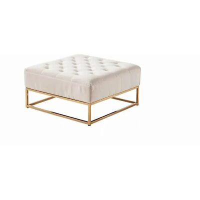 Homy france Pouf-coffre carré velours - Beige - Publicité Homy france Pouf-coffre carré velours - Beige - Publicité