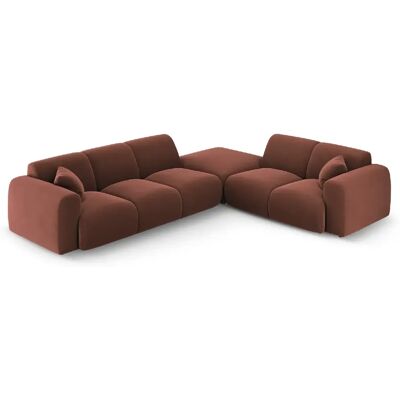 Cosmopolitan Design Canapé d'angle droit "Nolio" 4 places en velours cuir - Publicité Cosmopolitan Design Canapé d'angle droit "Nolio" 4 places en velours cuir - Publicité