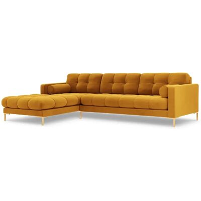 Cosmopolitan Design Canapé d'angle gauche "Bali" 5 places en velours jaune - Publicité Cosmopolitan Design Canapé d'angle gauche "Bali" 5 places en velours jaune - Publicité