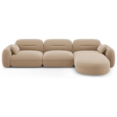 Cosmopolitan Design Canapé d'angle droit modulable "Sydney" 4 places en velours le sable - Publicité Cosmopolitan Design Canapé d'angle droit modulable "Sydney" 4 places en velours le sable - Publicité