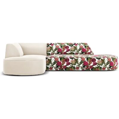 CXL by Christian Lacroix Canapé d'angle gauche "Charles" 4 places en velours motif de rose de jardin,beige - Publicité CXL by Christian Lacroix Canapé d'angle gauche "Charles" 4 places en velours motif de rose de jardin,beige - Publicité