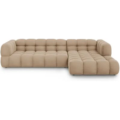 Cosmopolitan Design Canapé d'angle droit modulable "Sky" 4 places en velours le sable - Publicité Cosmopolitan Design Canapé d'angle droit modulable "Sky" 4 places en velours le sable - Publicité