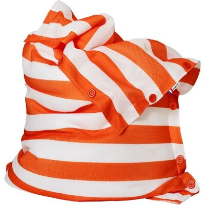 SHELTO Pouf Géant Tissu Mesh3D Rayures Blanc/Orange - 125 x 175 cm - Polyester - Flottant - - Publicité SHELTO Pouf Géant Tissu Mesh3D Rayures Blanc/Orange - 125 x 175 cm - Polyester - Flottant - - Publicité