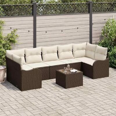 vidaXL Ensemble de canapé de jardin avec coussin 8 pcs Marron et Crème - Publicité vidaXL Ensemble de canapé de jardin avec coussin 8 pcs Marron et Crème - Publicité