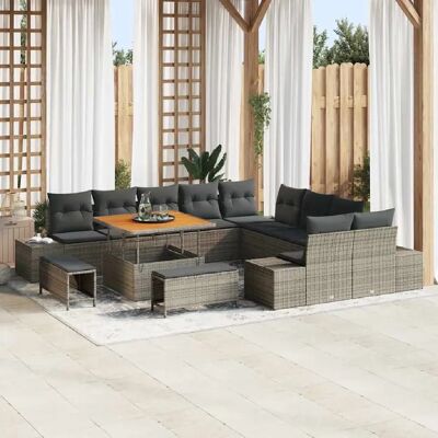 vidaXL Ensemble de canapé de jardin avec coussin 13 pcs Gris polyrotin - Publicité vidaXL Ensemble de canapé de jardin avec coussin 13 pcs Gris polyrotin - Publicité