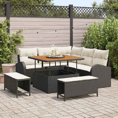 vidaXL Ensemble de canapé de jardin avec coussin 8 pcs Noir et Crème - Publicité vidaXL Ensemble de canapé de jardin avec coussin 8 pcs Noir et Crème - Publicité