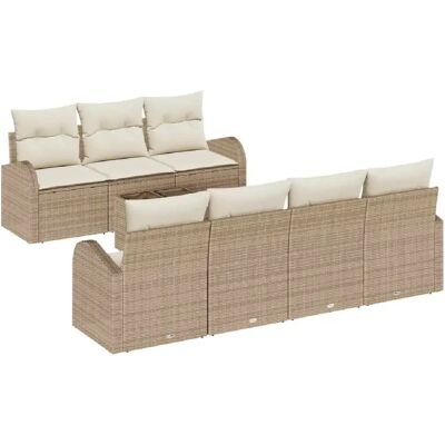 vidaXL Ensemble de canapé de jardin avec coussin 8 pcs Beige et crème - Publicité vidaXL Ensemble de canapé de jardin avec coussin 8 pcs Beige et crème - Publicité