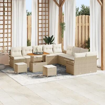 vidaXL Ensemble de canapé de jardin avec coussin 13 pcs Beige et crème - Publicité vidaXL Ensemble de canapé de jardin avec coussin 13 pcs Beige et crème - Publicité