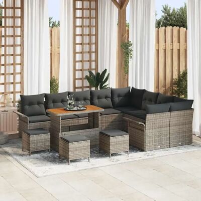 vidaXL Ensemble de canapé de jardin avec coussin 13 pcs Gris - Publicité vidaXL Ensemble de canapé de jardin avec coussin 13 pcs Gris - Publicité