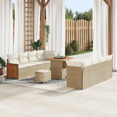 vidaXL Ensemble de canapé de jardin avec coussin 11 pcs Beige et crème - Publicité vidaXL Ensemble de canapé de jardin avec coussin 11 pcs Beige et crème - Publicité
