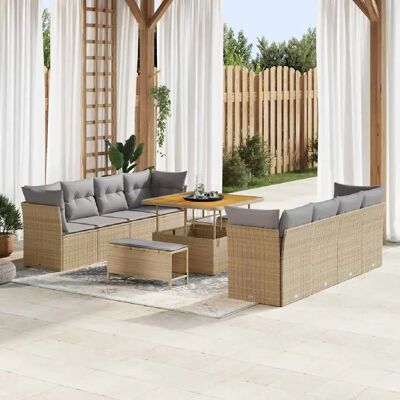 vidaXL Ensemble de canapé de jardin 11 pcs beige et gris clair - Publicité vidaXL Ensemble de canapé de jardin 11 pcs beige et gris clair - Publicité