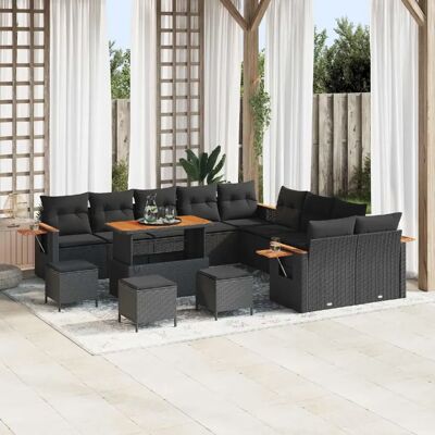 vidaXL Ensemble de canapé de jardin avec coussin 18 pcs Noir polyrotin - Publicité vidaXL Ensemble de canapé de jardin avec coussin 18 pcs Noir polyrotin - Publicité