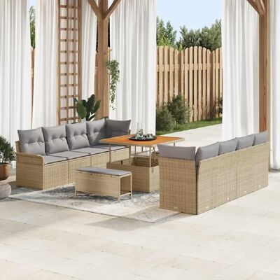 vidaXL Ensemble de canapé de jardin avec coussin Beige et Gris clair - Publicité vidaXL Ensemble de canapé de jardin avec coussin Beige et Gris clair - Publicité
