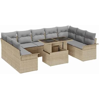 vidaXL Ensemble de canapé de jardin 10 pc Beige Poly Rattan - Publicité vidaXL Ensemble de canapé de jardin 10 pc Beige Poly Rattan - Publicité