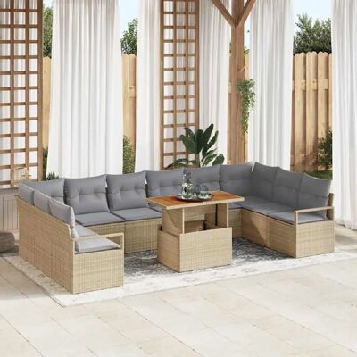 vidaXL Ensemble de canapé de jardin avec coussin 11 pcs Beige et gris - Publicité vidaXL Ensemble de canapé de jardin avec coussin 11 pcs Beige et gris - Publicité