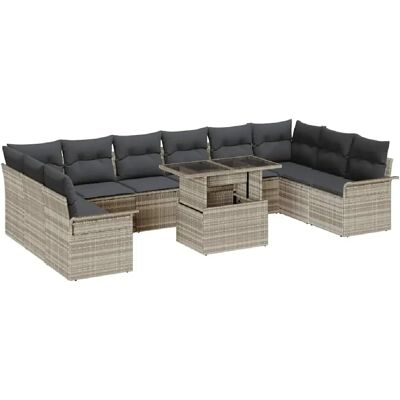 vidaXL Ensemble de canapé de jardin 11 pcs Gris clair Poly Rattan - Publicité vidaXL Ensemble de canapé de jardin 11 pcs Gris clair Poly Rattan - Publicité