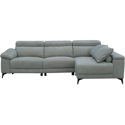 Pegane Canapé d'angle 3 places avec relax et méridienne en tissu coloris gris - Longueur 293 x profondeur 90 x hauteur 100 cm - Publicité Pegane Canapé d'angle 3 places avec relax et méridienne en tissu coloris gris - Longueur 293 x profondeur 90 x hauteur 100 cm - Publicité