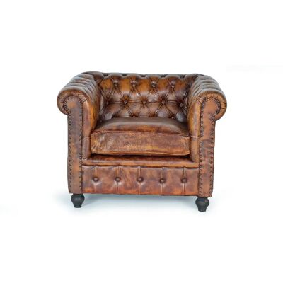 Giner y colomer Fauteuil Chester cuir - Brun - Publicité Giner y colomer Fauteuil Chester cuir - Brun - Publicité