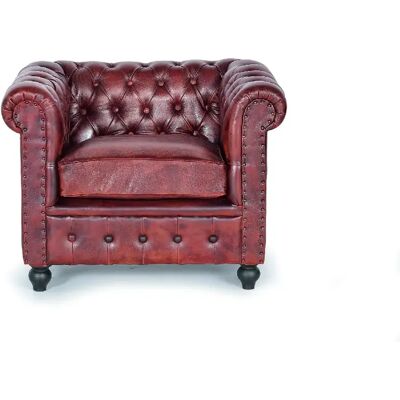 Fauteuil Chester en Cuir Marron - Fauteuil - Publicité Fauteuil Chester en Cuir Marron - Fauteuil - Publicité