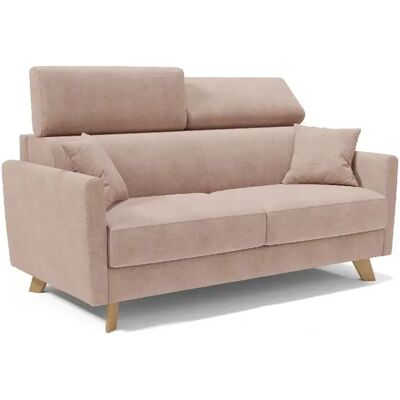 Divani.store Francy Canapé lit avec têtières réglables 180 cm (mat. 140x197) Rose - Publicité Divani.store Francy Canapé lit avec têtières réglables 180 cm (mat. 140x197) Rose - Publicité