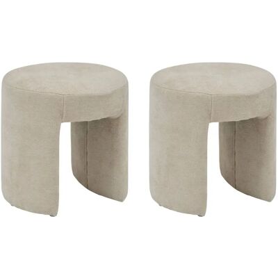 Pegane Lot de 2 tabourets pouf - Beige - Publicité Pegane Lot de 2 tabourets pouf - Beige - Publicité