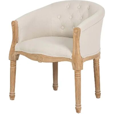 Alexandra house living Fauteuil capitonné en lin - Beige - Publicité Alexandra house living Fauteuil capitonné en lin - Beige - Publicité