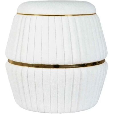 Paris prix Pouf rond matelassé - Blanc - Publicité Paris prix Pouf rond matelassé - Blanc - Publicité