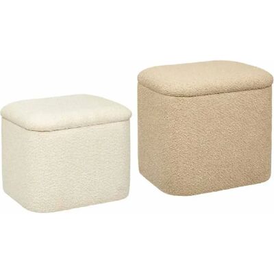 Atmosphera Lot de 2 poufs coffre bouclette - Beige - Publicité Atmosphera Lot de 2 poufs coffre bouclette - Beige - Publicité