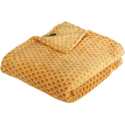 ATMOSPHERA Plaid Flanelle Imprimé Otto 125x150cm Jaune Ocre - Publicité ATMOSPHERA Plaid Flanelle Imprimé Otto 125x150cm Jaune Ocre - Publicité