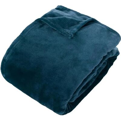 ATMOSPHERA Plaid en Flanelle Uni Ollis 240x260cm Bleu - Publicité ATMOSPHERA Plaid en Flanelle Uni Ollis 240x260cm Bleu - Publicité