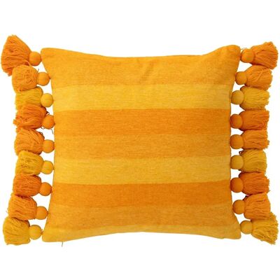 Paris Prix Coussin Déco à Pompons Polly 50x50cm Orange - Publicité Paris Prix Coussin Déco à Pompons Polly 50x50cm Orange - Publicité