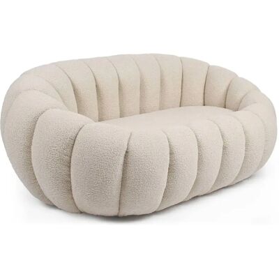 Paris Prix Canapé 2 Places Coquillage Bouclette Galen 148cm Beige - Publicité Paris Prix Canapé 2 Places Coquillage Bouclette Galen 148cm Beige - Publicité