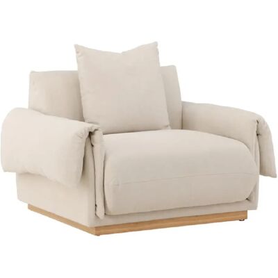Paris prix Fauteuil design effet lin - Beige - Publicité Paris prix Fauteuil design effet lin - Beige - Publicité