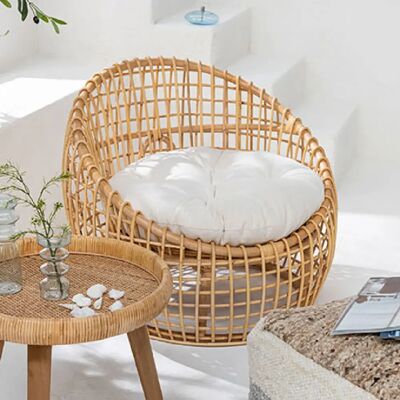 Fauteuil en Rotin Beige Hellin - 1 Personne - Publicité Fauteuil en Rotin Beige Hellin - 1 Personne - Publicité